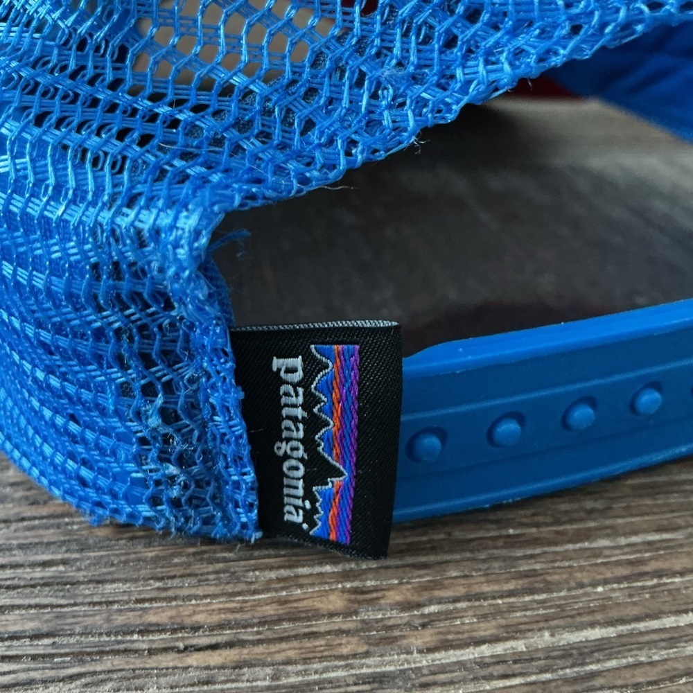 Patagonia Climb A Mountain Red and Blue Trucker Hat - Picture 4 of 7